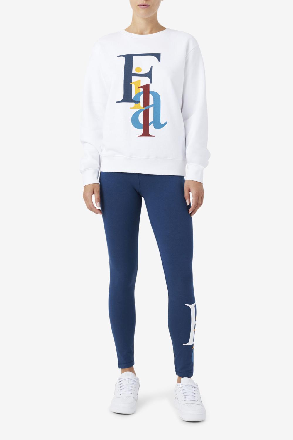 Women Tights &amp; Leggings | FILA Luelle Tight 933 MOONLIT OCEAN / WHITE