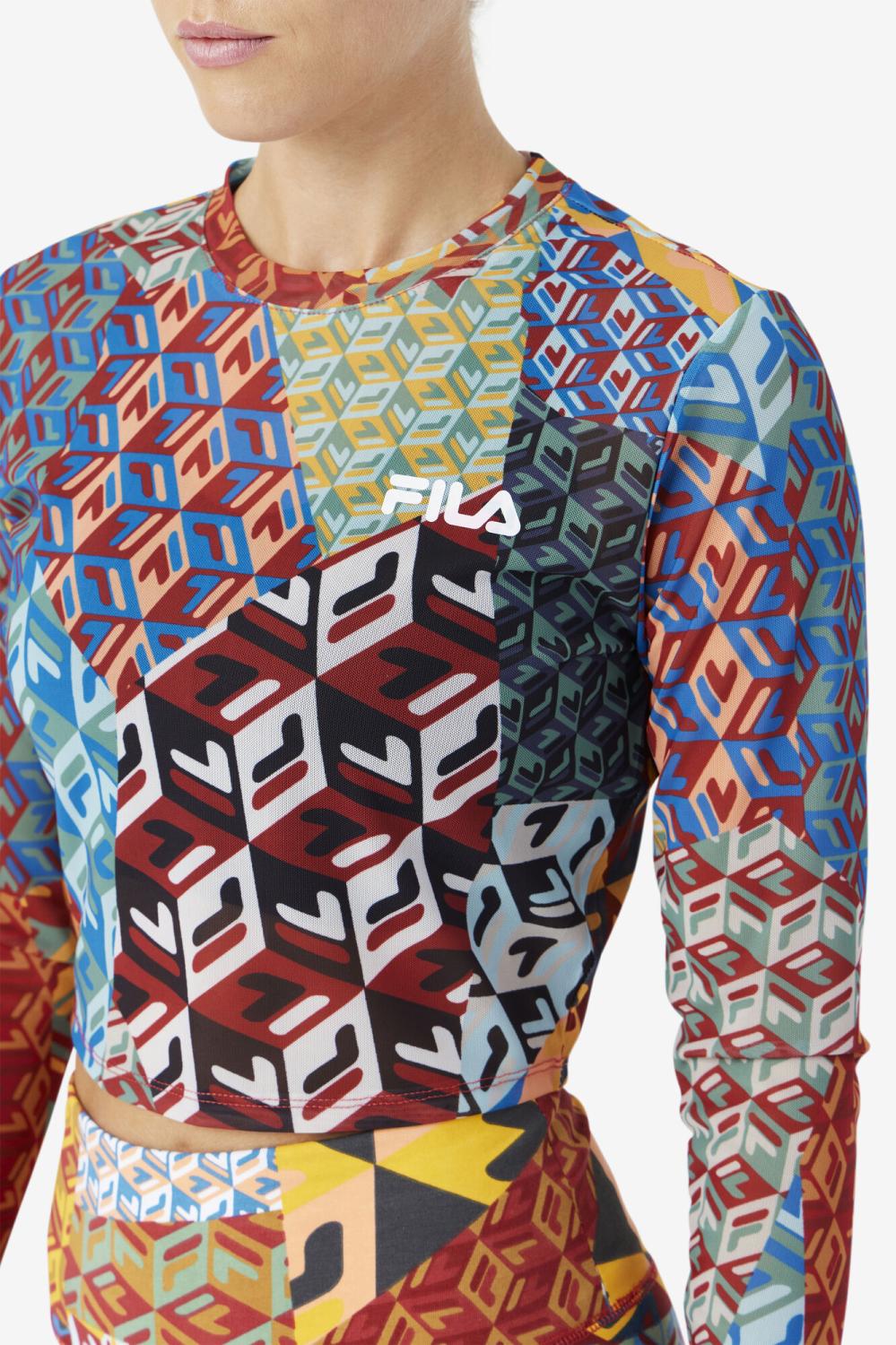 Women Tops &amp; T-Shirts | FILA Birdy Long Sleeve Top 933 MOONLIT OCEAN / RADIANT YELLOW / WHTE