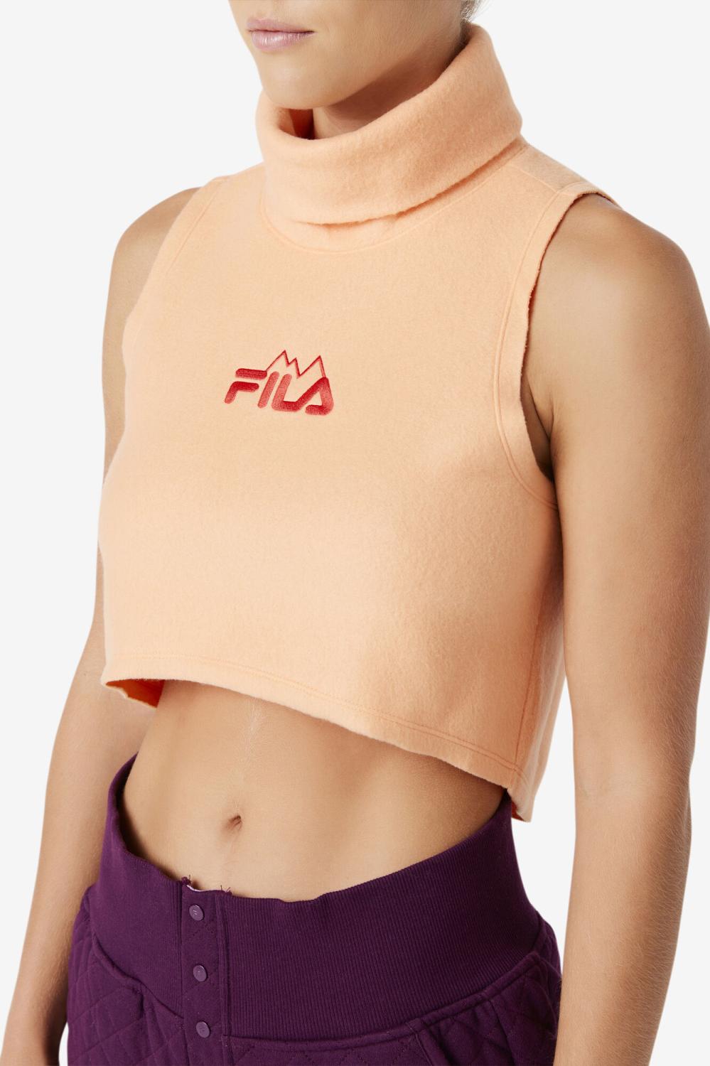 Women Tops &amp; T-Shirts | FILA Eliana Cropped Neck Warmer 880 CADMIUM ORANGE / CAYENNE