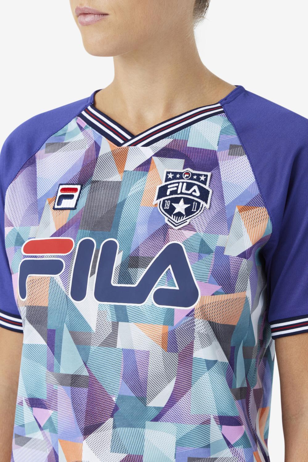 Women Tops &amp; T-Shirts | FILA Fallone Jersey 437 GEOPRINT / ORIENT BLUE