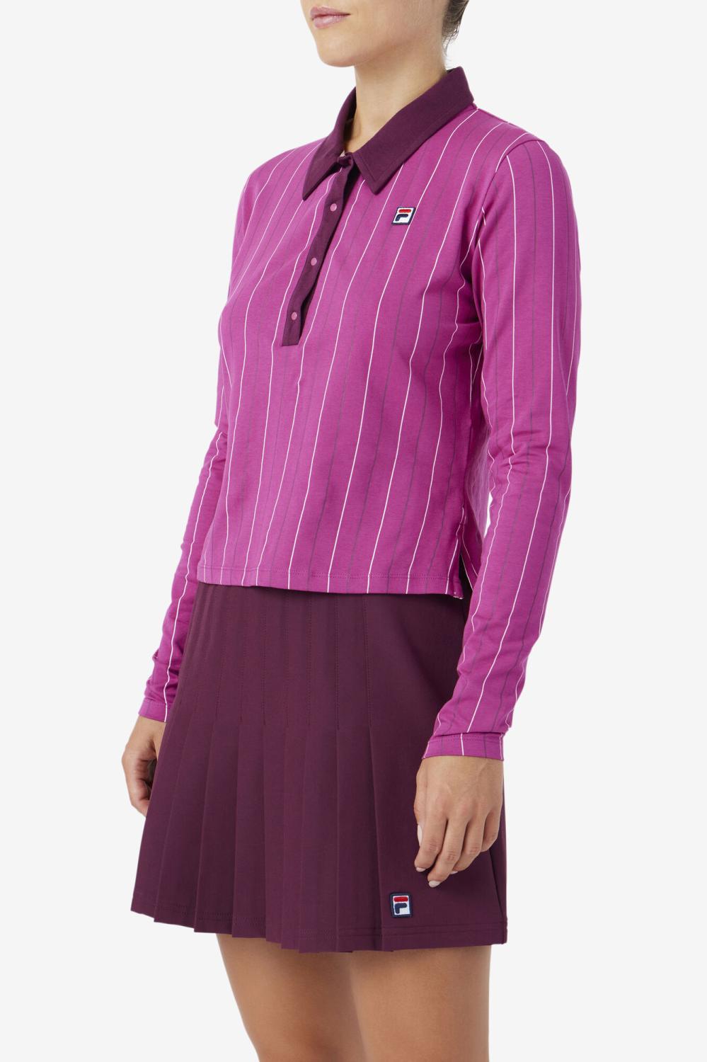 Women Tops &amp; T-Shirts | FILA Jada Long Sleeve Polo 561 BATON ROUGE / POTPOURRI / GRAPE WINE