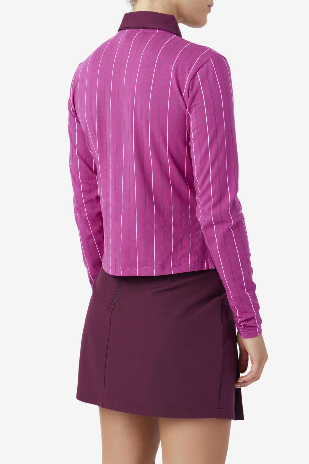Women Tops &amp; T-Shirts | FILA Jada Long Sleeve Polo 561 BATON ROUGE / POTPOURRI / GRAPE WINE