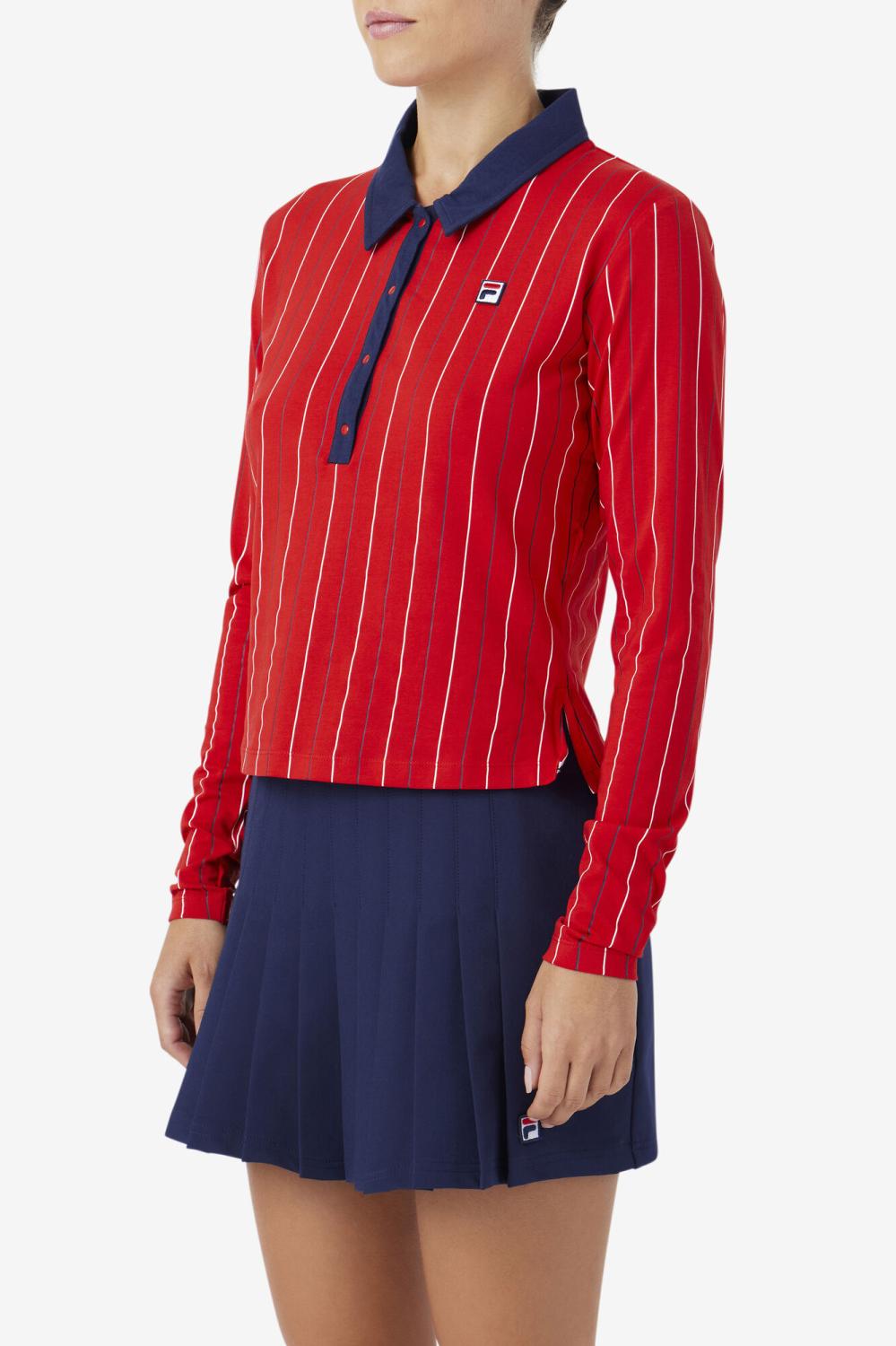 Women Tops &amp; T-Shirts | FILA Jada Long Sleeve Polo 640 FILA RED