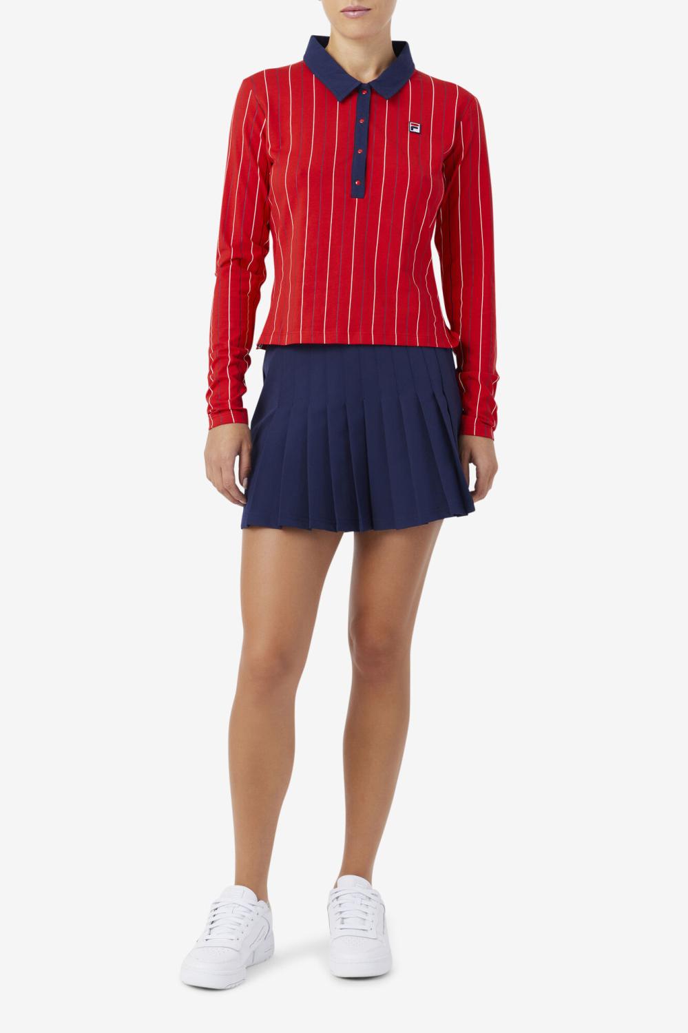 Women Tops &amp; T-Shirts | FILA Jada Long Sleeve Polo 640 FILA RED