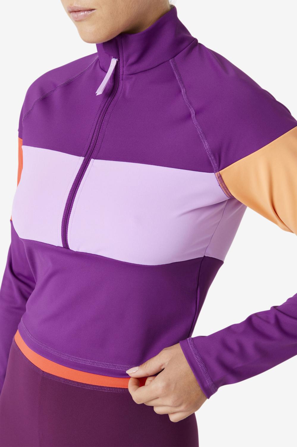 Women Tops &amp; T-Shirts | FILA Jaida Based Layer Half Zip 507 CHARISMA / CROCUS PETAL / CAYENNE