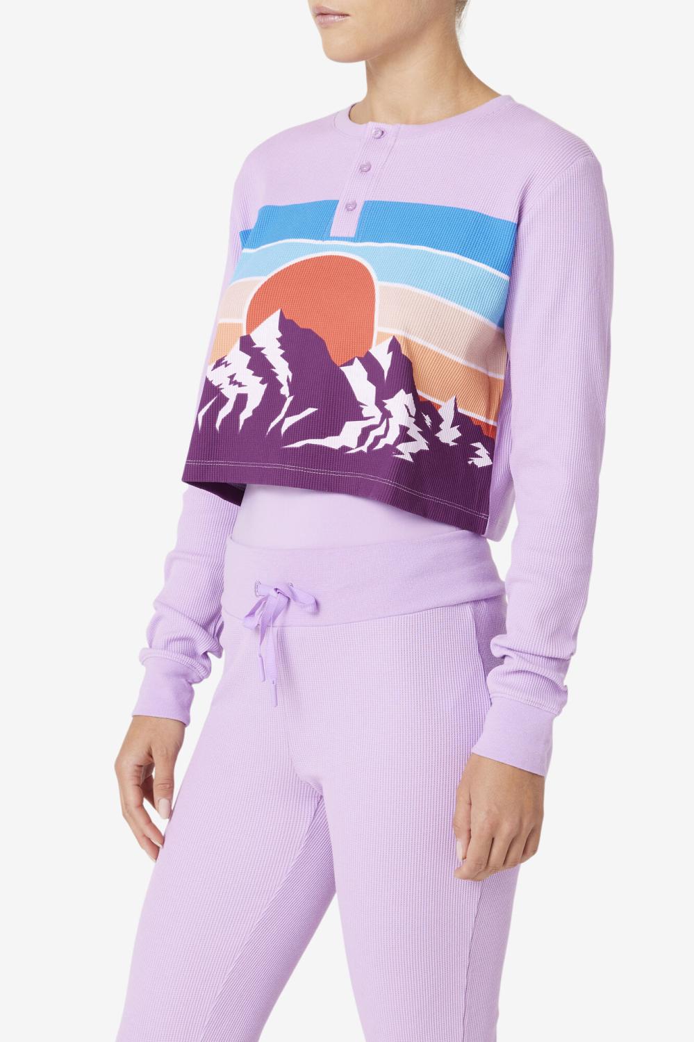 Women Tops &amp; T-Shirts | FILA Liza Thermal Henley CROC/PBEET