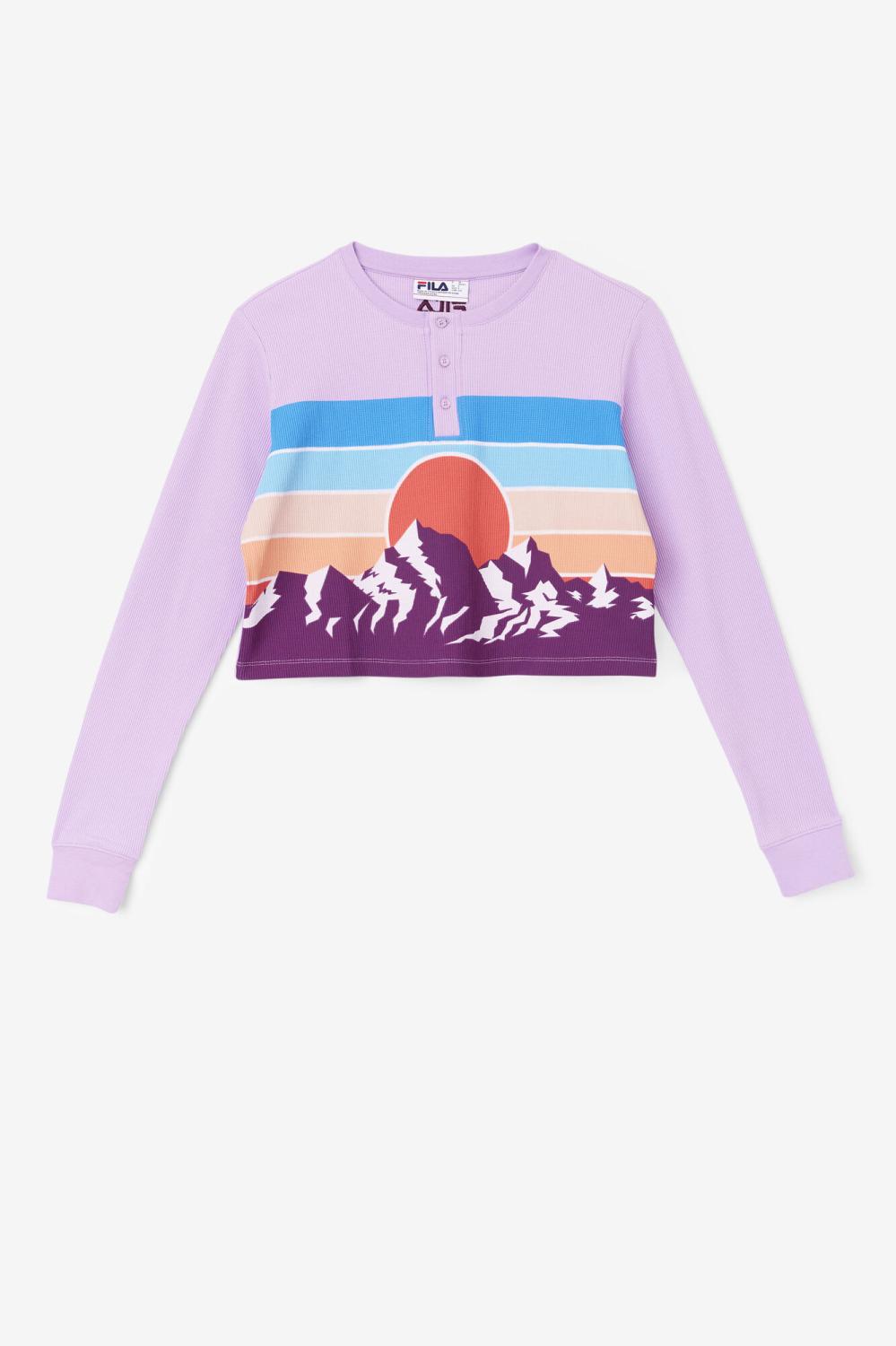 Women Tops &amp; T-Shirts | FILA Liza Thermal Henley CROC/PBEET