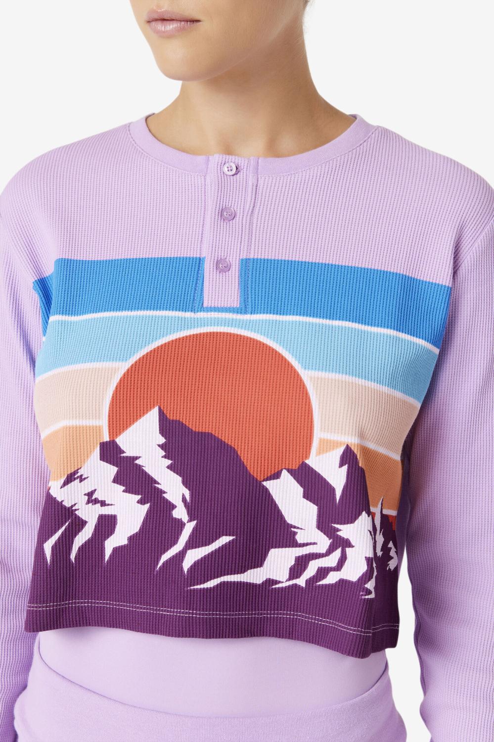 Women Tops &amp; T-Shirts | FILA Liza Thermal Henley CROC/PBEET