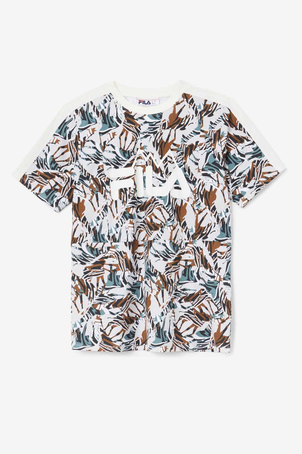 Women Tops &amp; T-Shirts | FILA Nataly Boyfriend Tee 172 EGRET / STORMY WEATHER / EGRET / DEEP LAKE PRINT