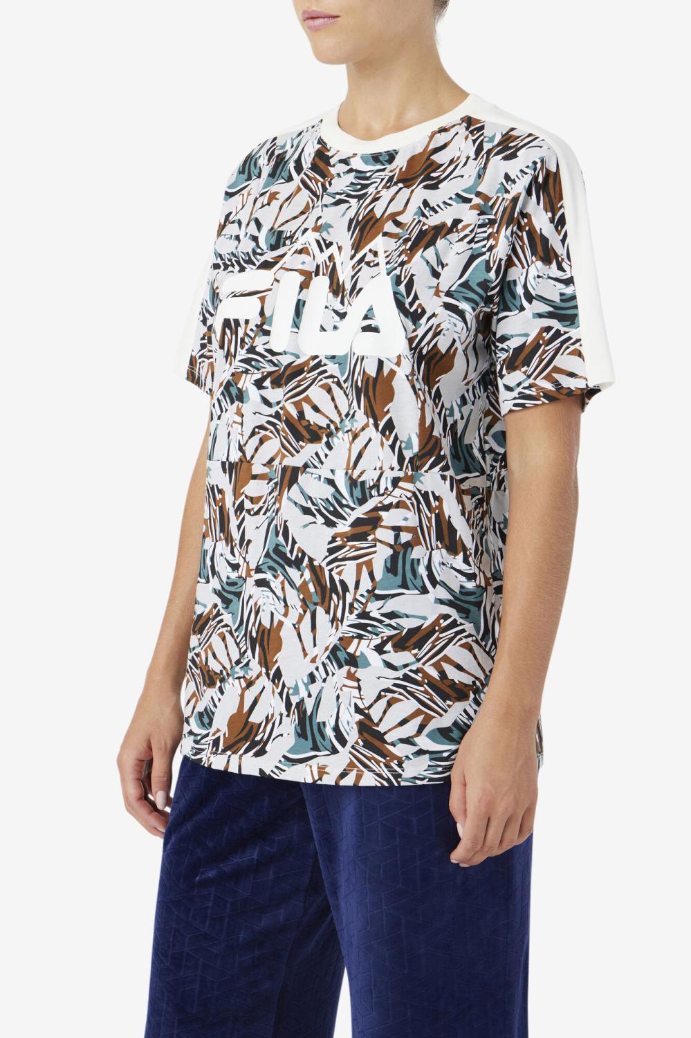 Women Tops &amp; T-Shirts | FILA Nataly Boyfriend Tee 172 EGRET / STORMY WEATHER / EGRET / DEEP LAKE PRINT
